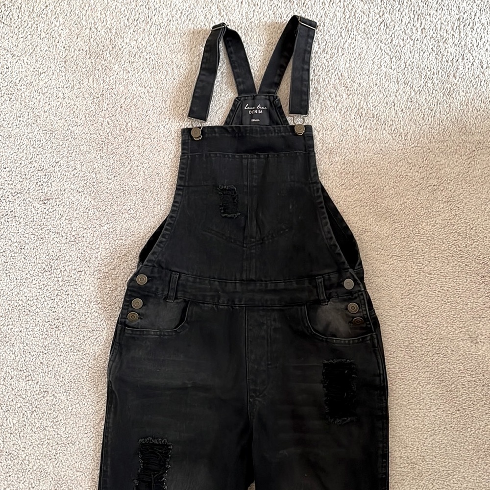 Distressed overalls